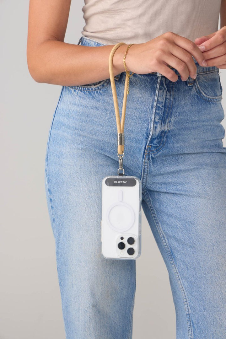 LOOP Phone Wrist Strap accessories KLIPSTA Tan Silver