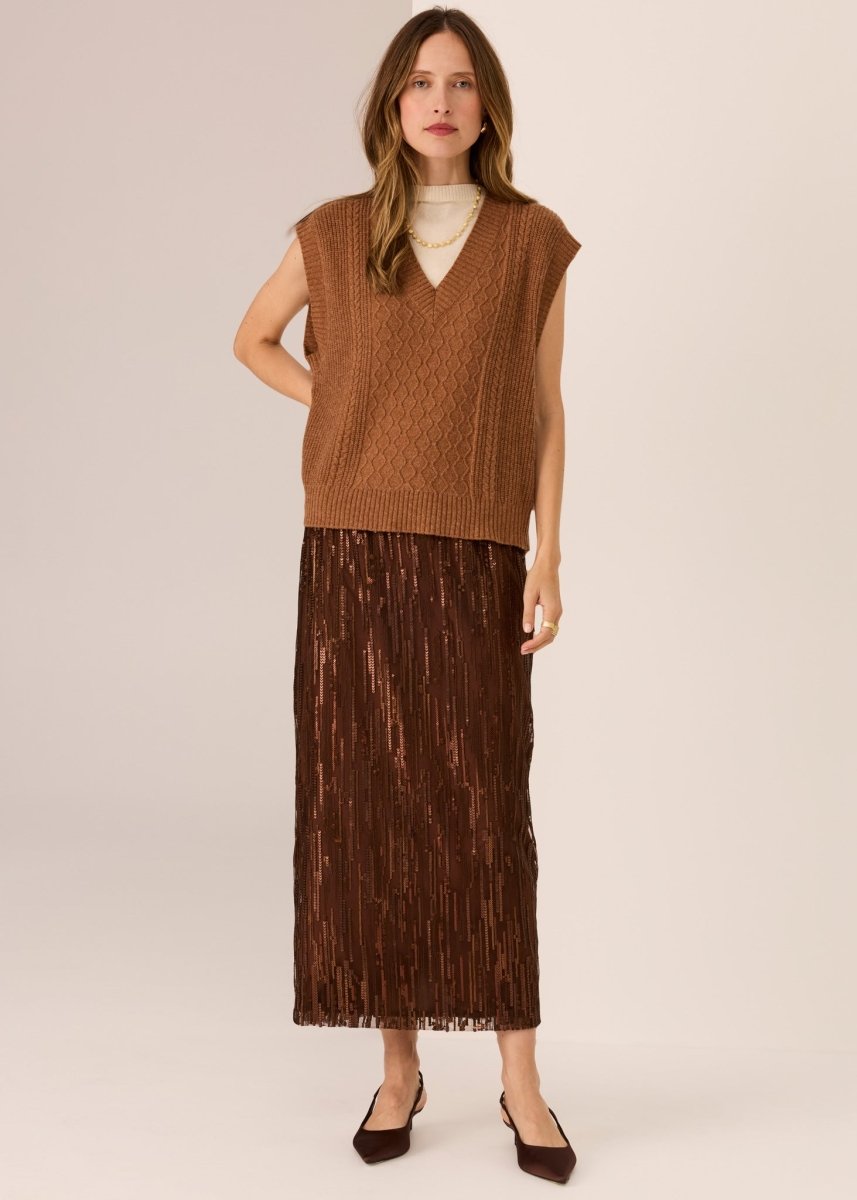 Loren Cable Vest - Toffee POL