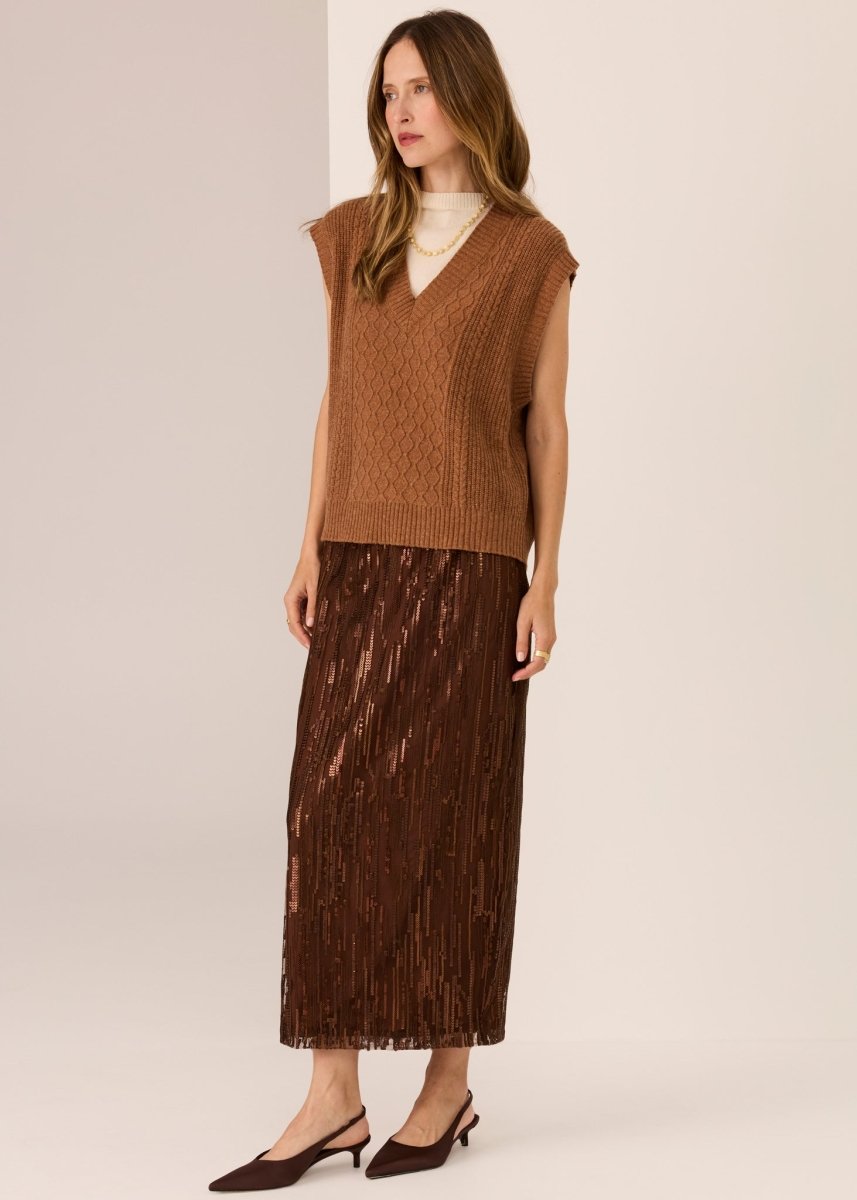 Loren Cable Vest - Toffee POL