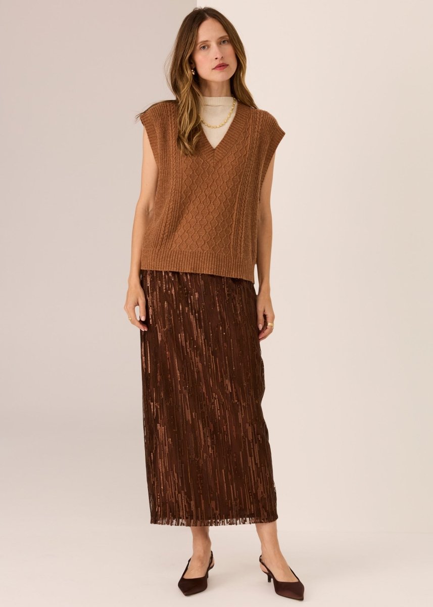 Loren Cable Vest - Toffee POL