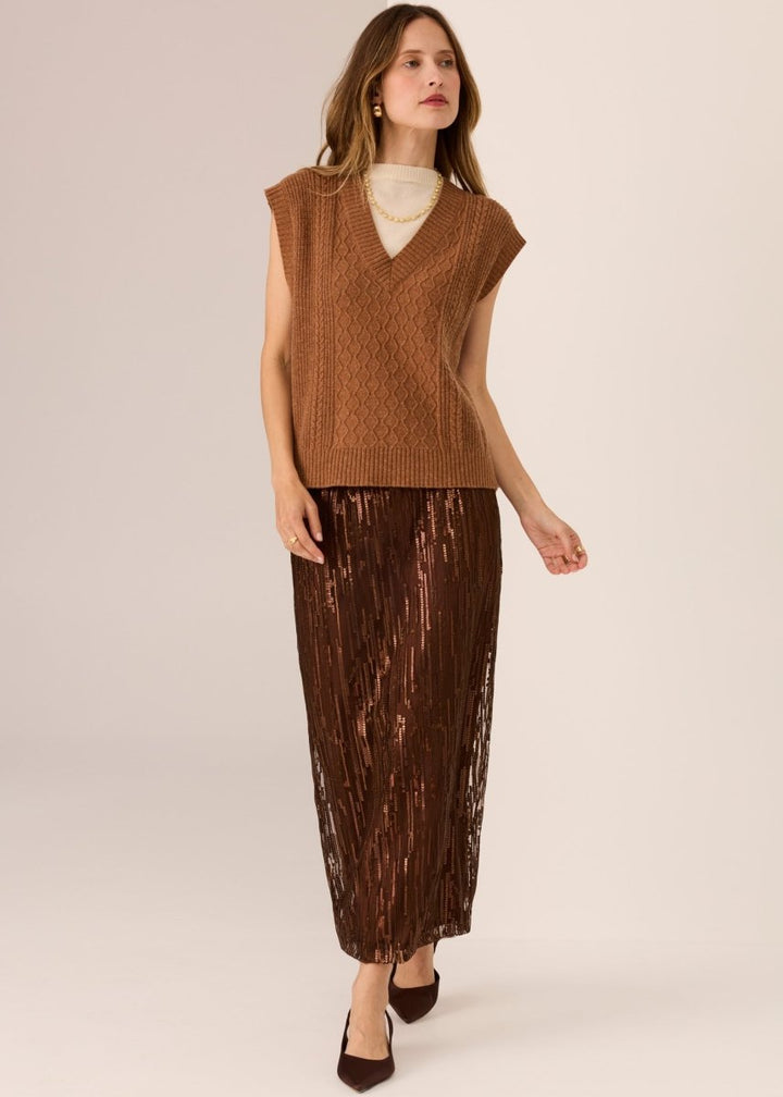Loren Cable Vest - Toffee POL