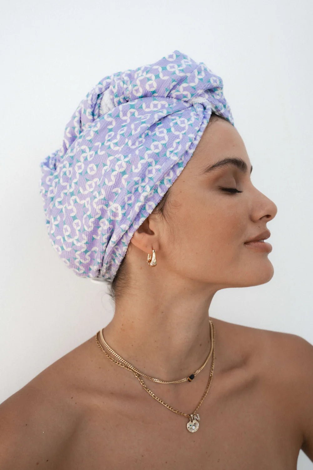 Louvelle Riva Hair towel Wrap - multiple colours Louvelle Australia lavender geo