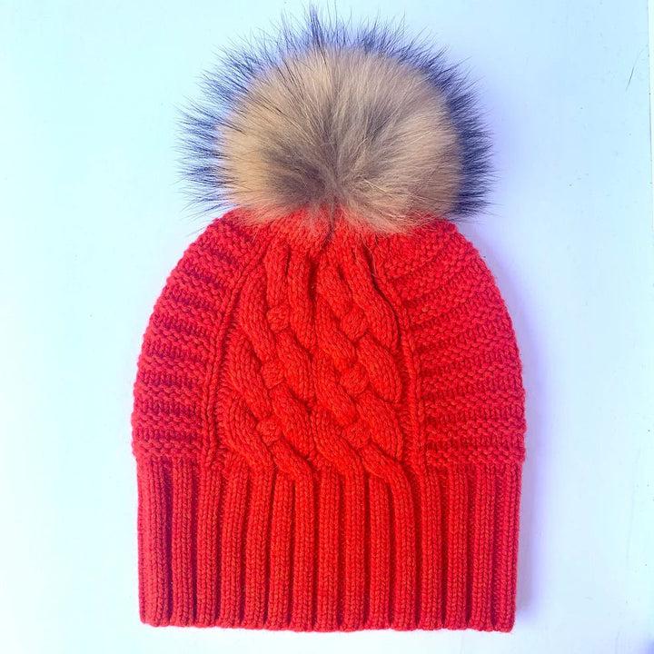 Love Kate detachable beanie with fur pom pom beanie Love Kate