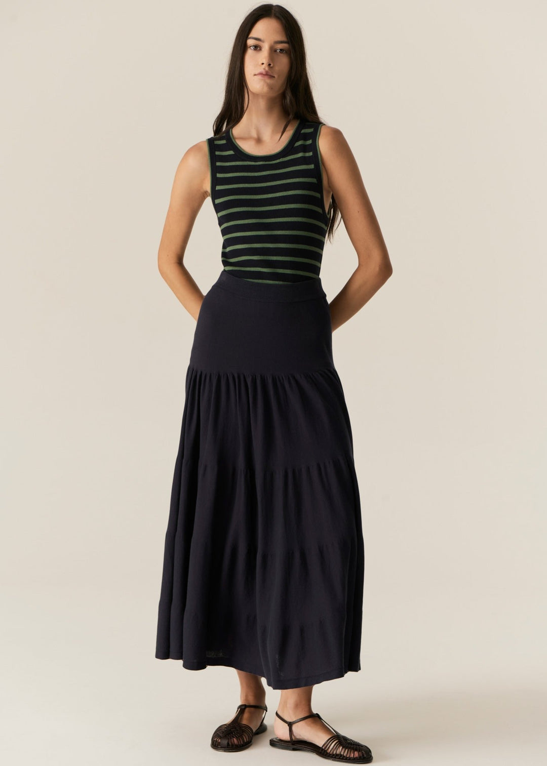 Luca Knit Tank - Ink / Green POL