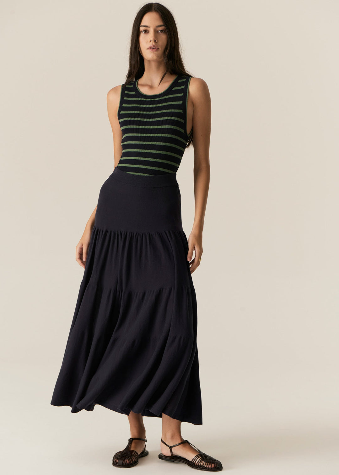 Luca Knit Tank - Ink / Green POL