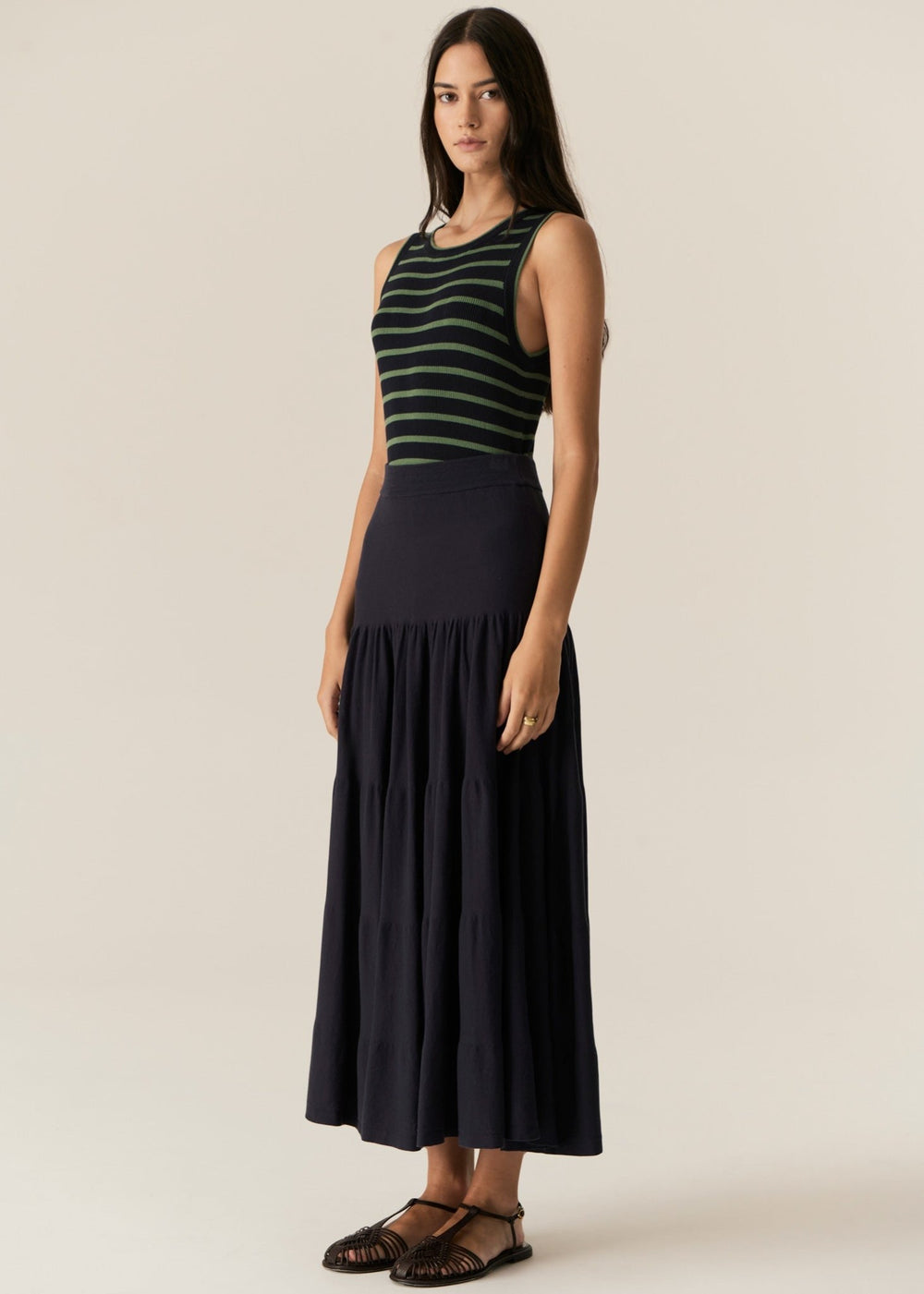 Luca Knit Tank - Ink / Green POL