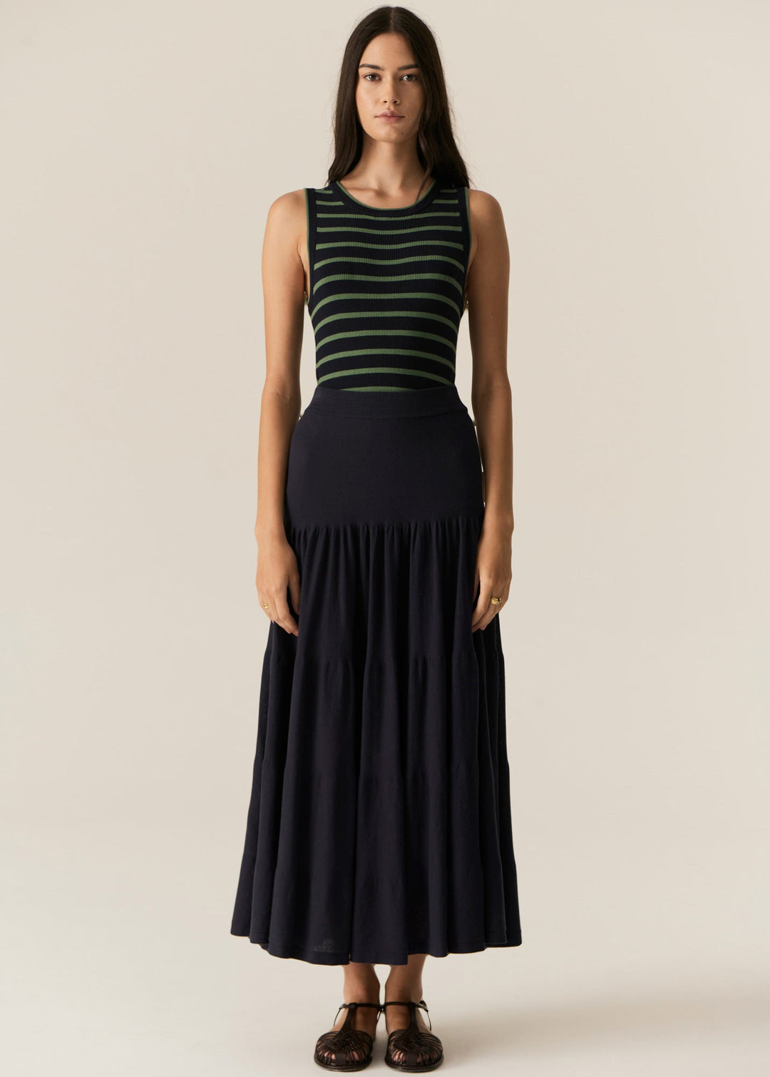 Luca Knit Tank - Ink / Green POL