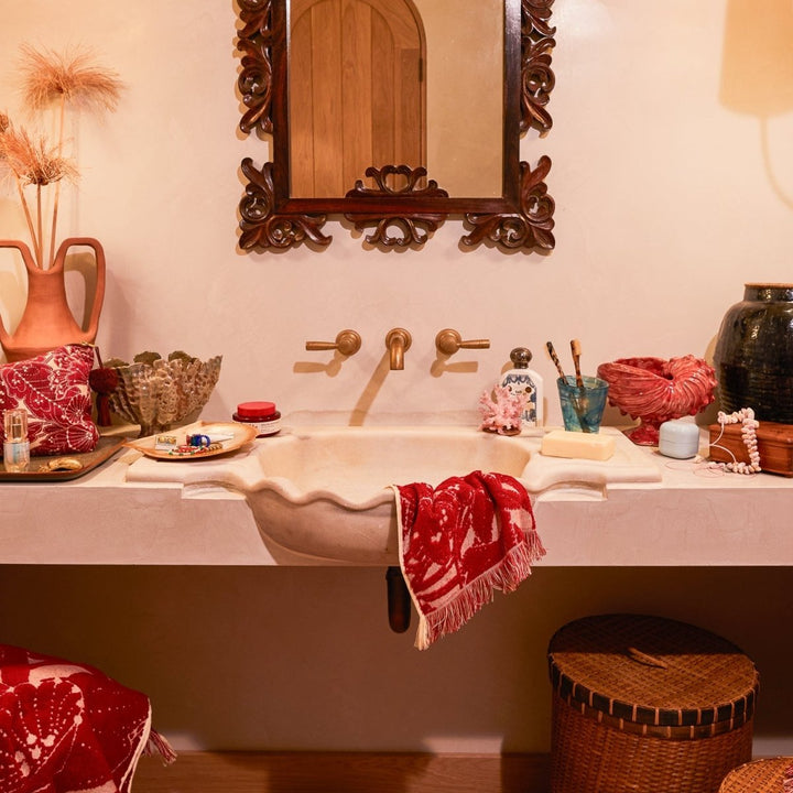 Lucia Face Washer / Set of 2 - Crimson - Stanleyandstone