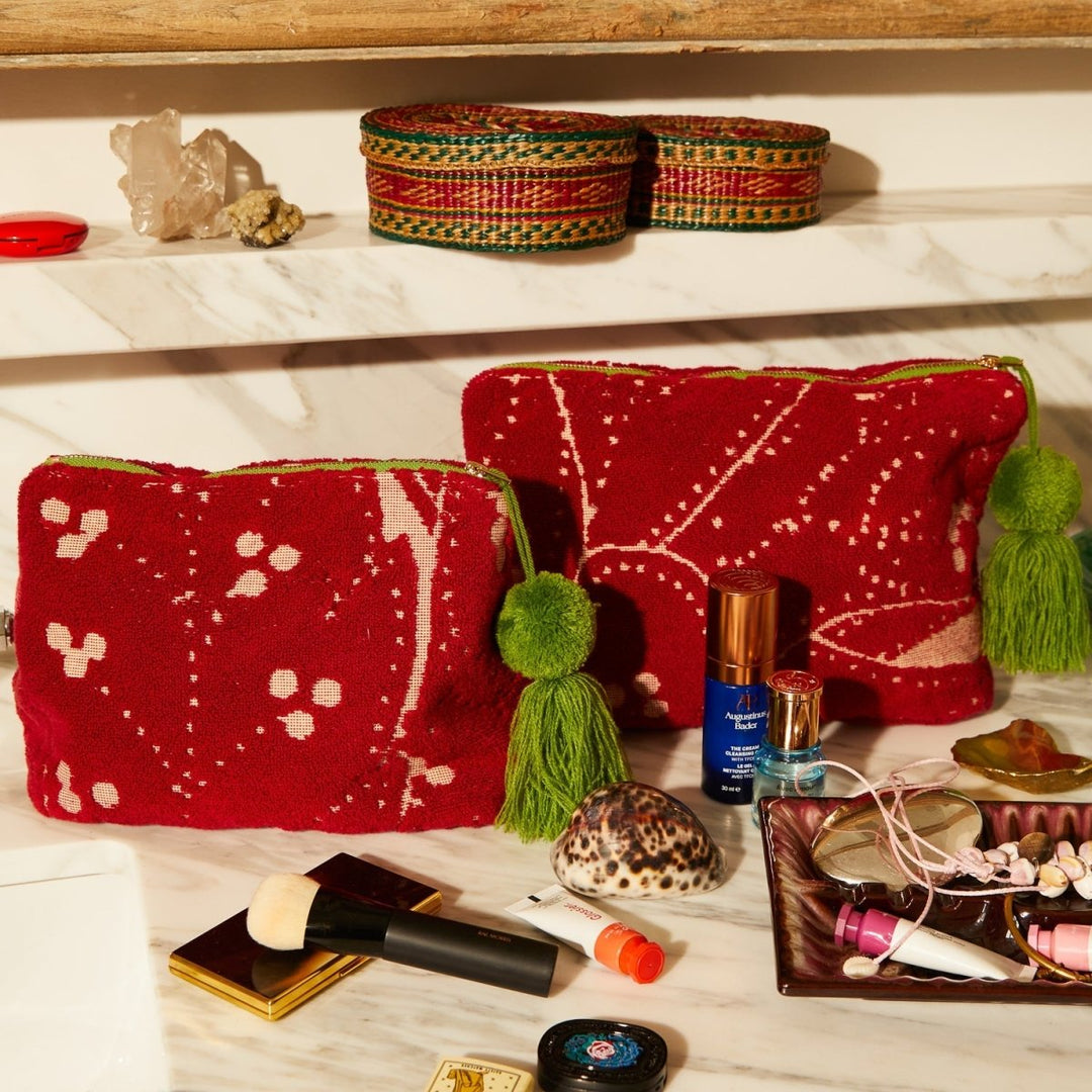 Lucia Terry Pouch - Crimson Cosmetic &amp; Toiletry Bags Sage &amp; Clare