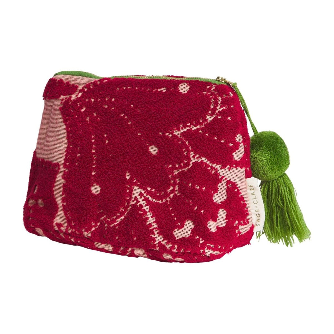 Lucia Terry Pouch - Crimson Cosmetic &amp; Toiletry Bags Sage &amp; Clare