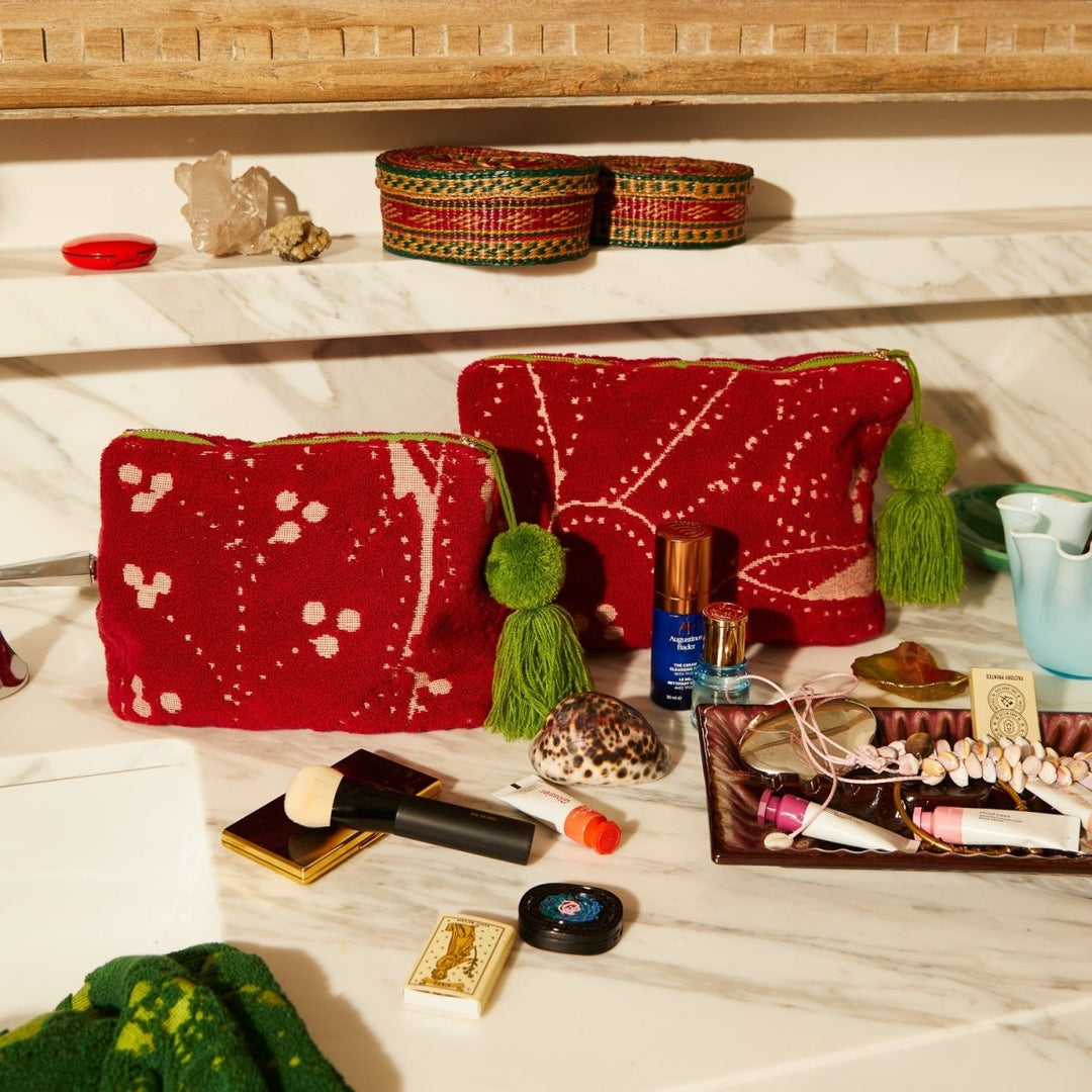 Lucia Terry Pouch - Crimson Cosmetic &amp; Toiletry Bags Sage &amp; Clare