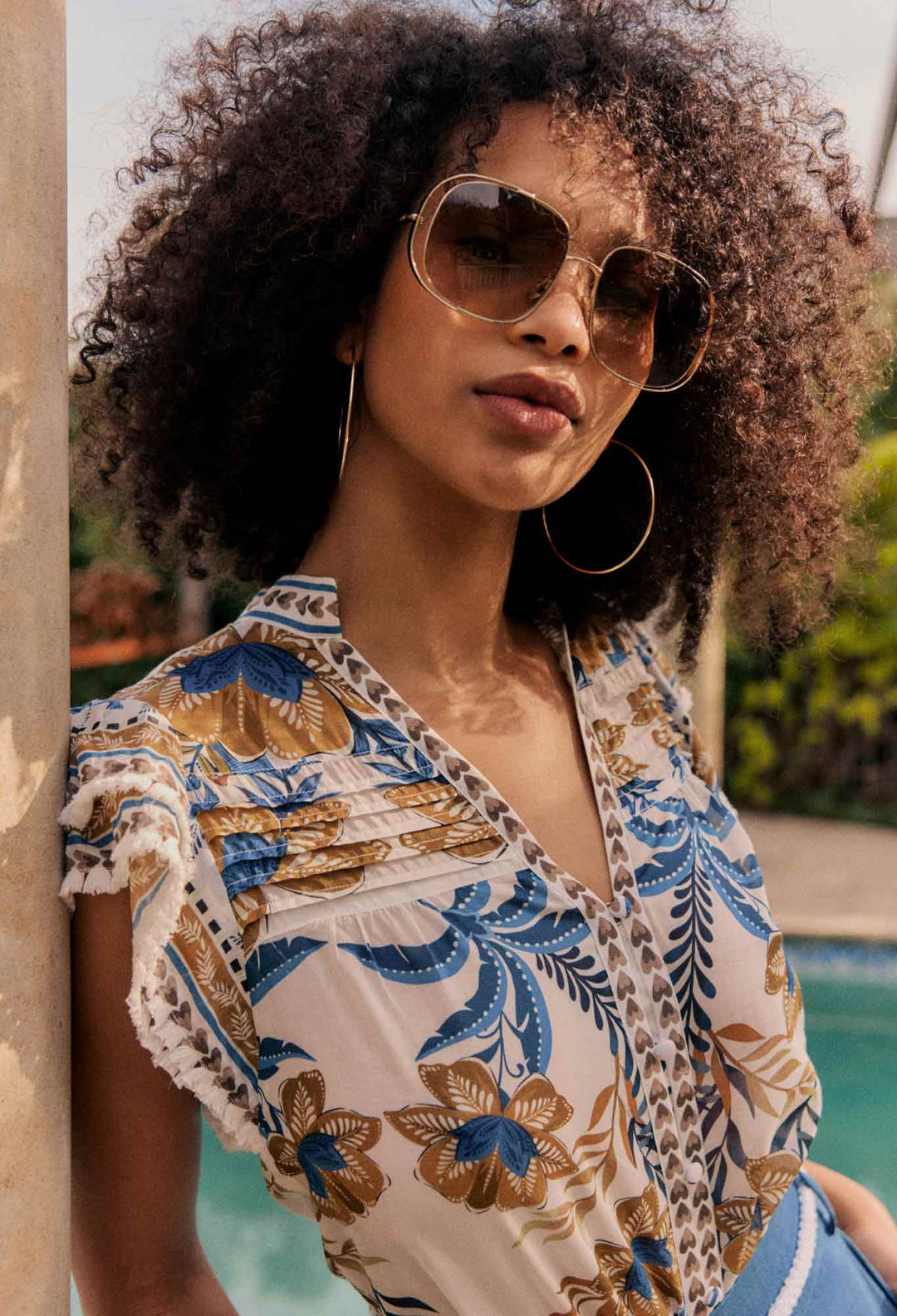 Luma Cotton Silk Flutter Sleeve Top in Golden Medina - Stanleyandstone