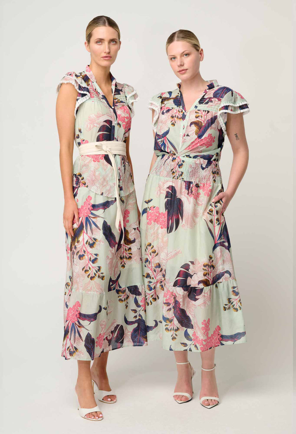 Luma Cotton Silk Flutter Sleeve Top in Oasis Flora - Stanleyandstone