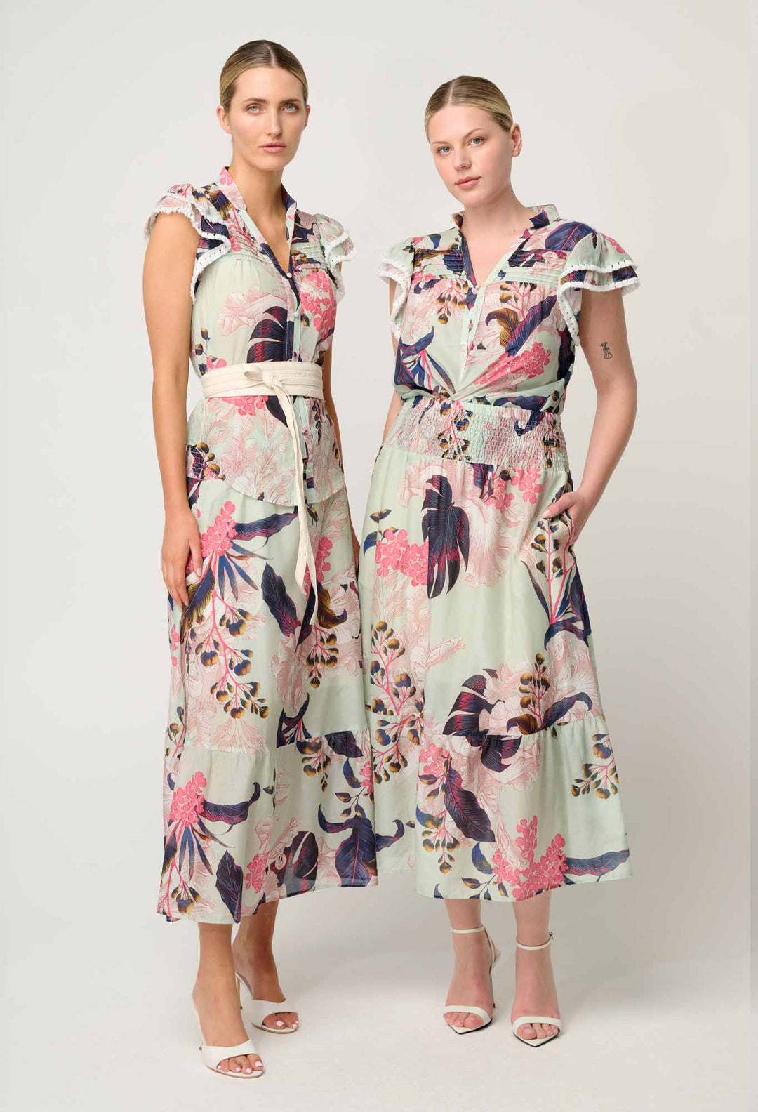 Luma Cotton Silk Flutter Sleeve Top in Oasis Flora - Stanleyandstone