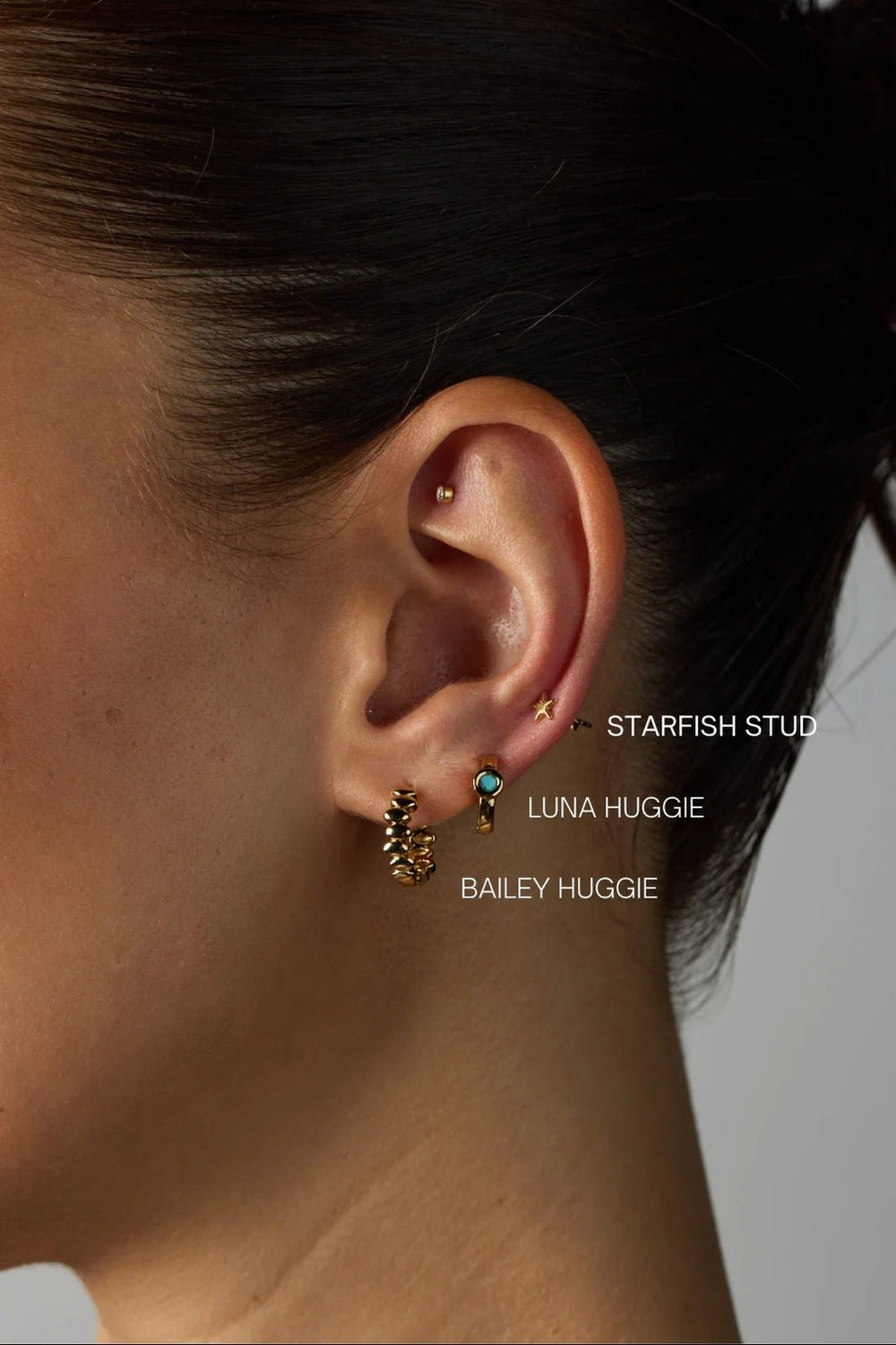 Luna Huggie - Tortoise Gold earing Zafino Jewellery
