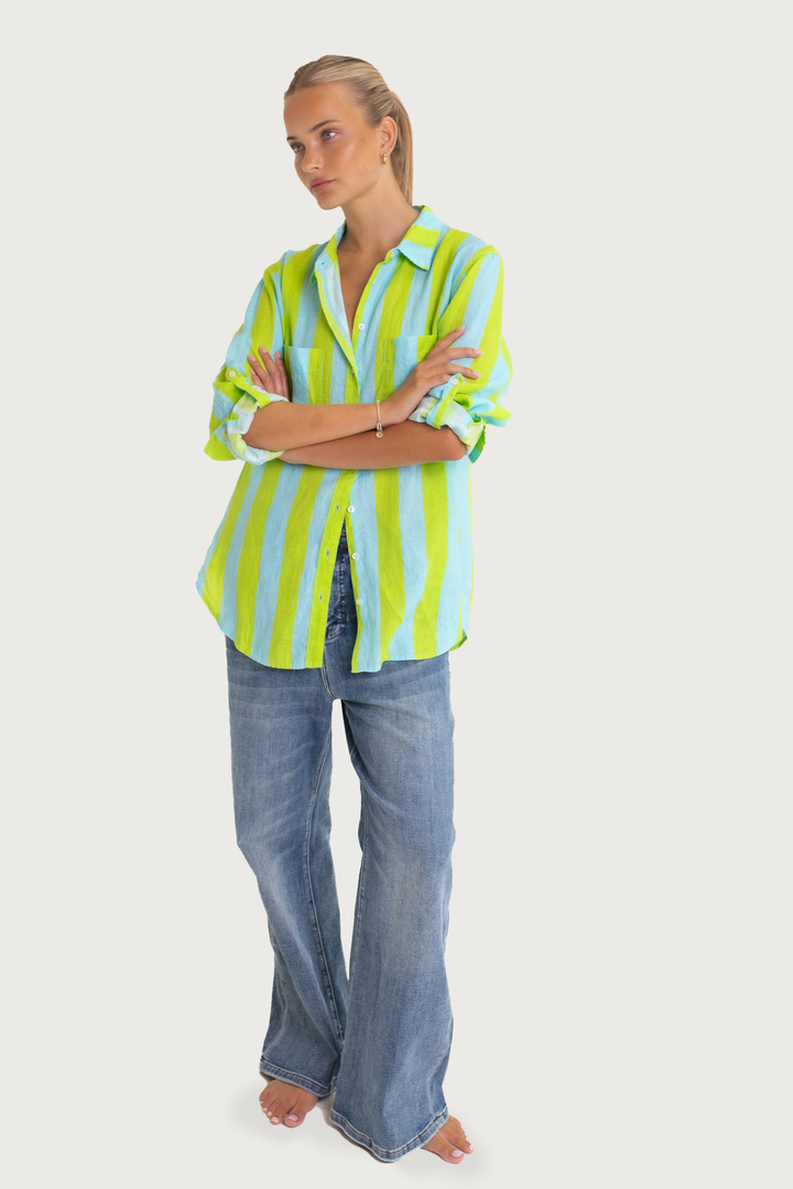 Lunch With Me Boyfriend Linen Shirt