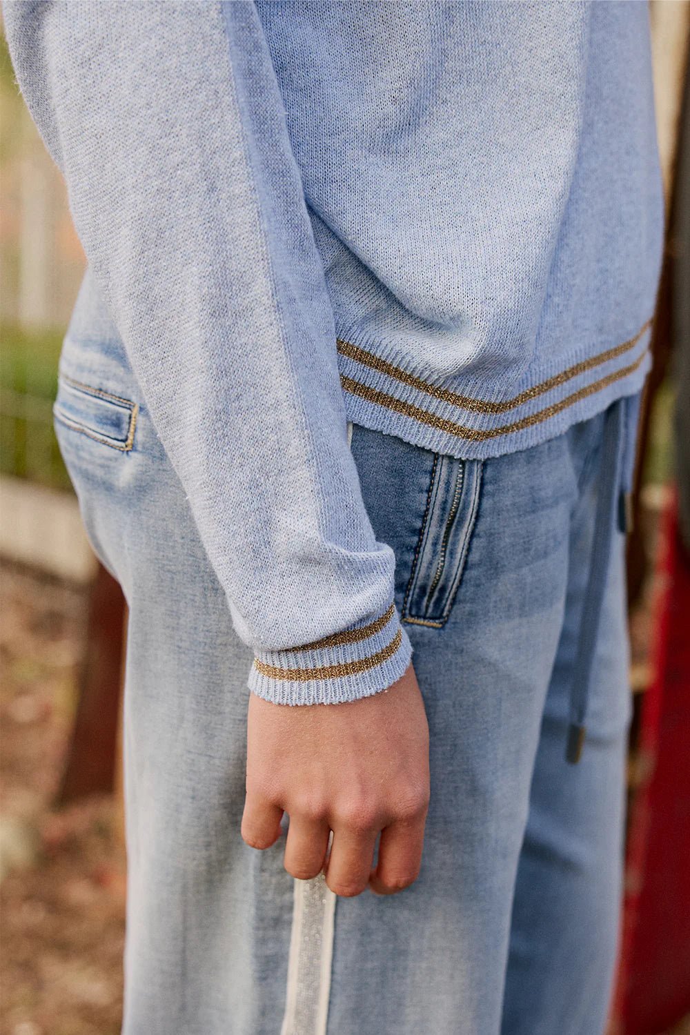 Lurex College Knit - Celeste - Light Blue Knit Italian Star