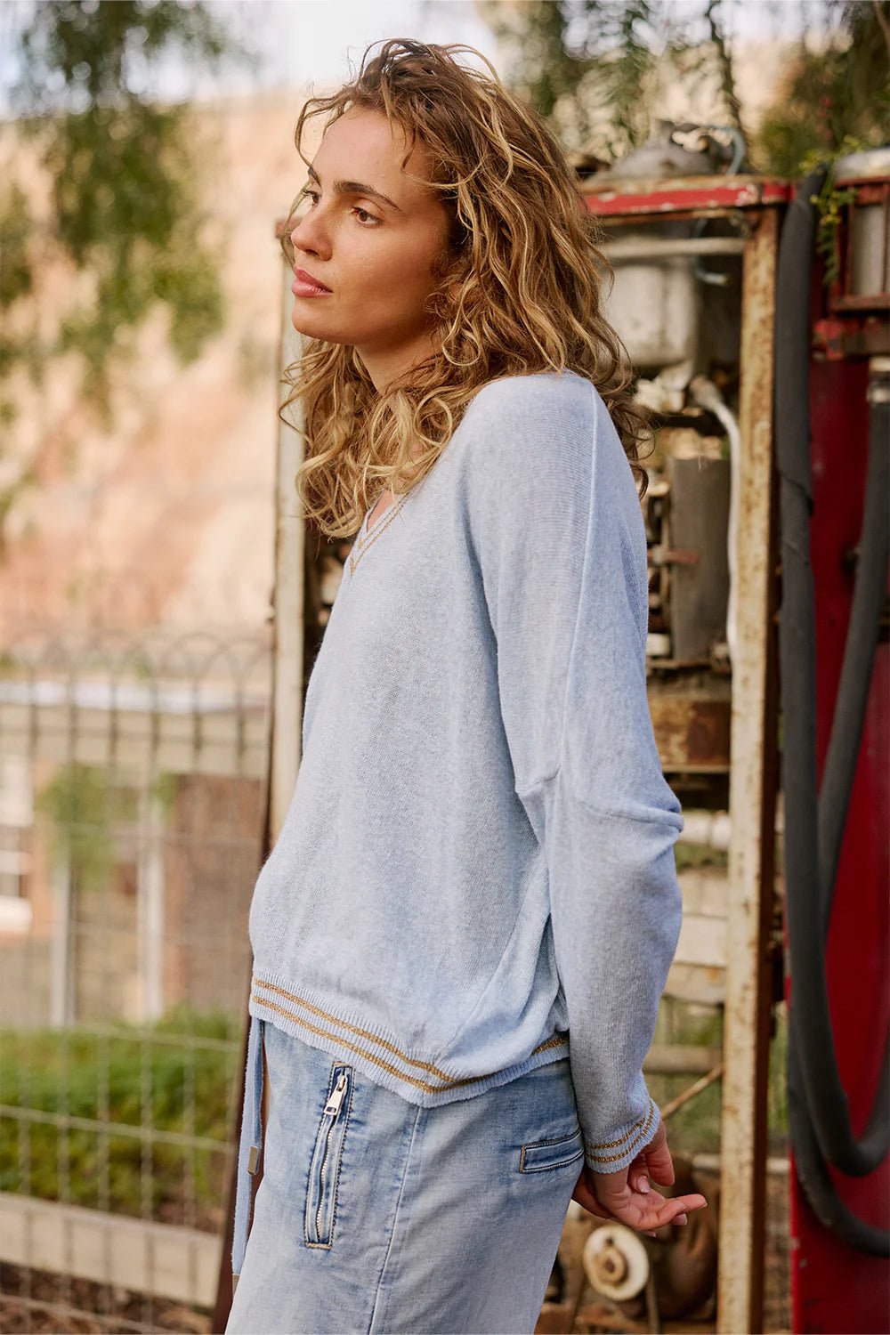 Lurex College Knit - Celeste - Light Blue Knit Italian Star