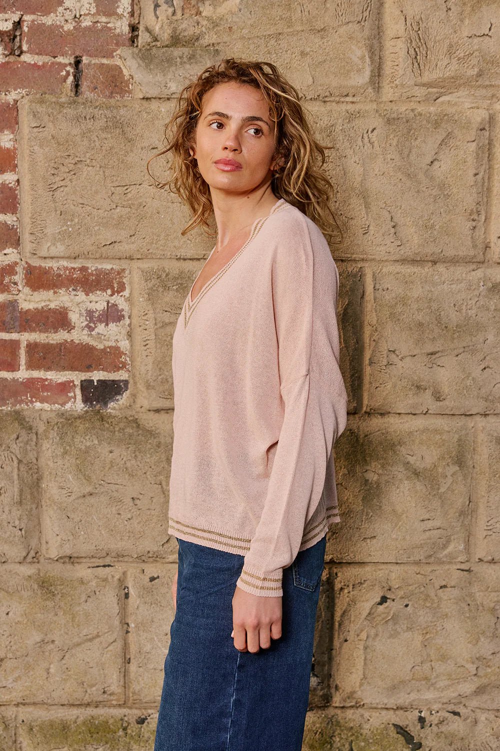 Lurex College Knit - Cipria - Dusty Pink Italian Star