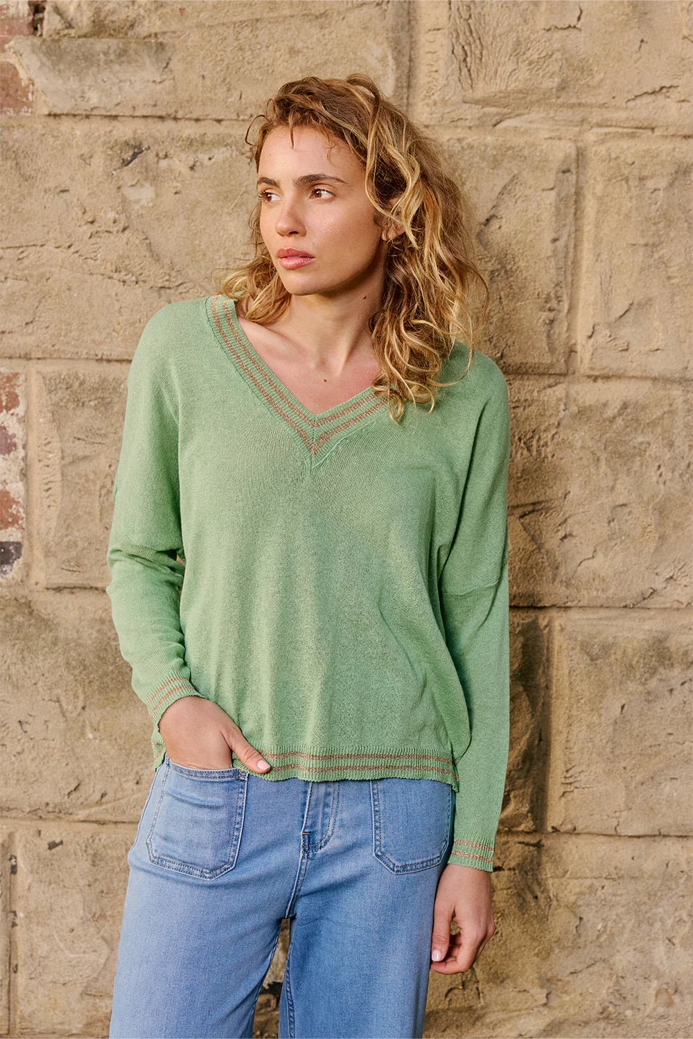 Lurex College Knit - Mint Green Italian Star