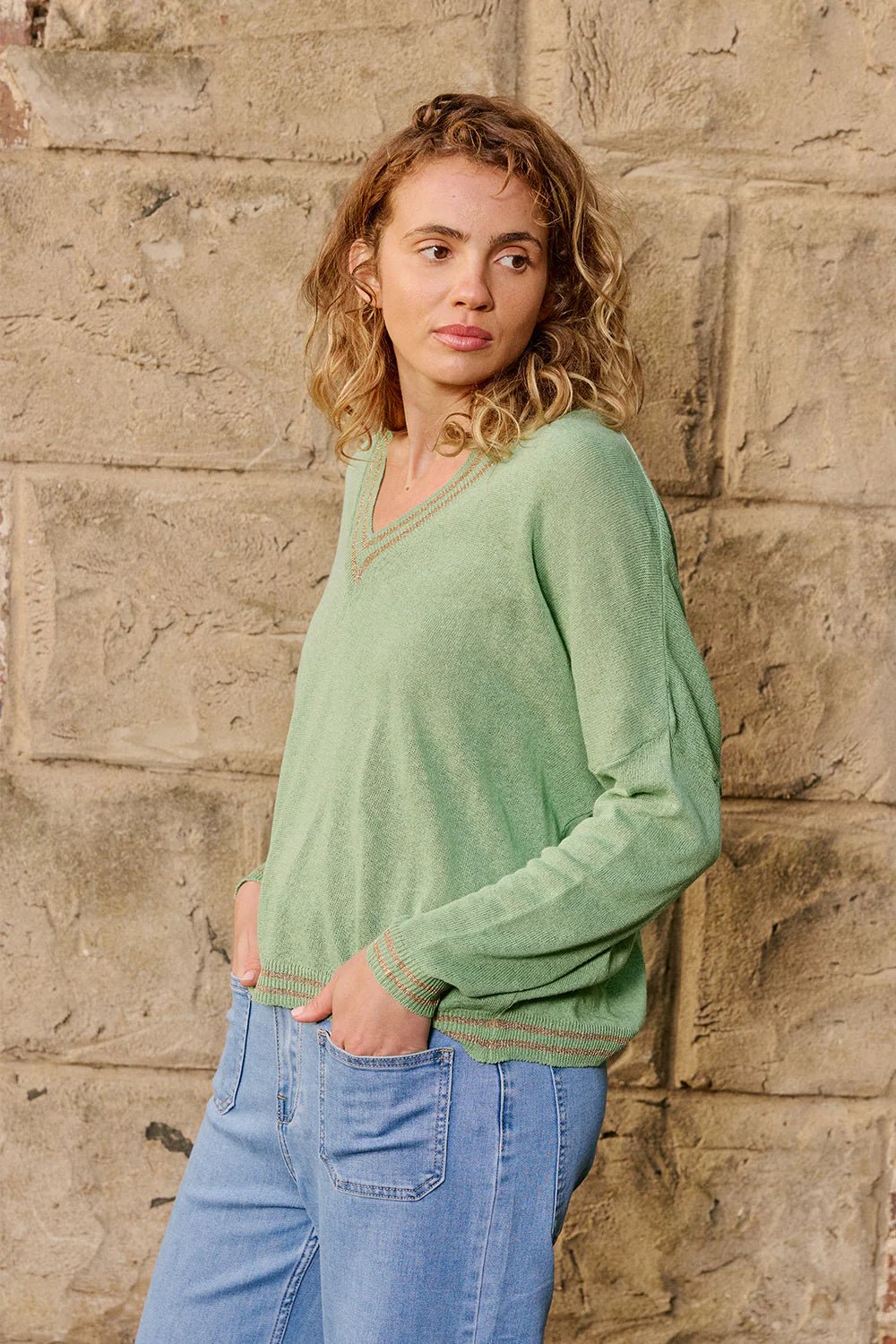 Lurex College Knit - Mint Green Italian Star