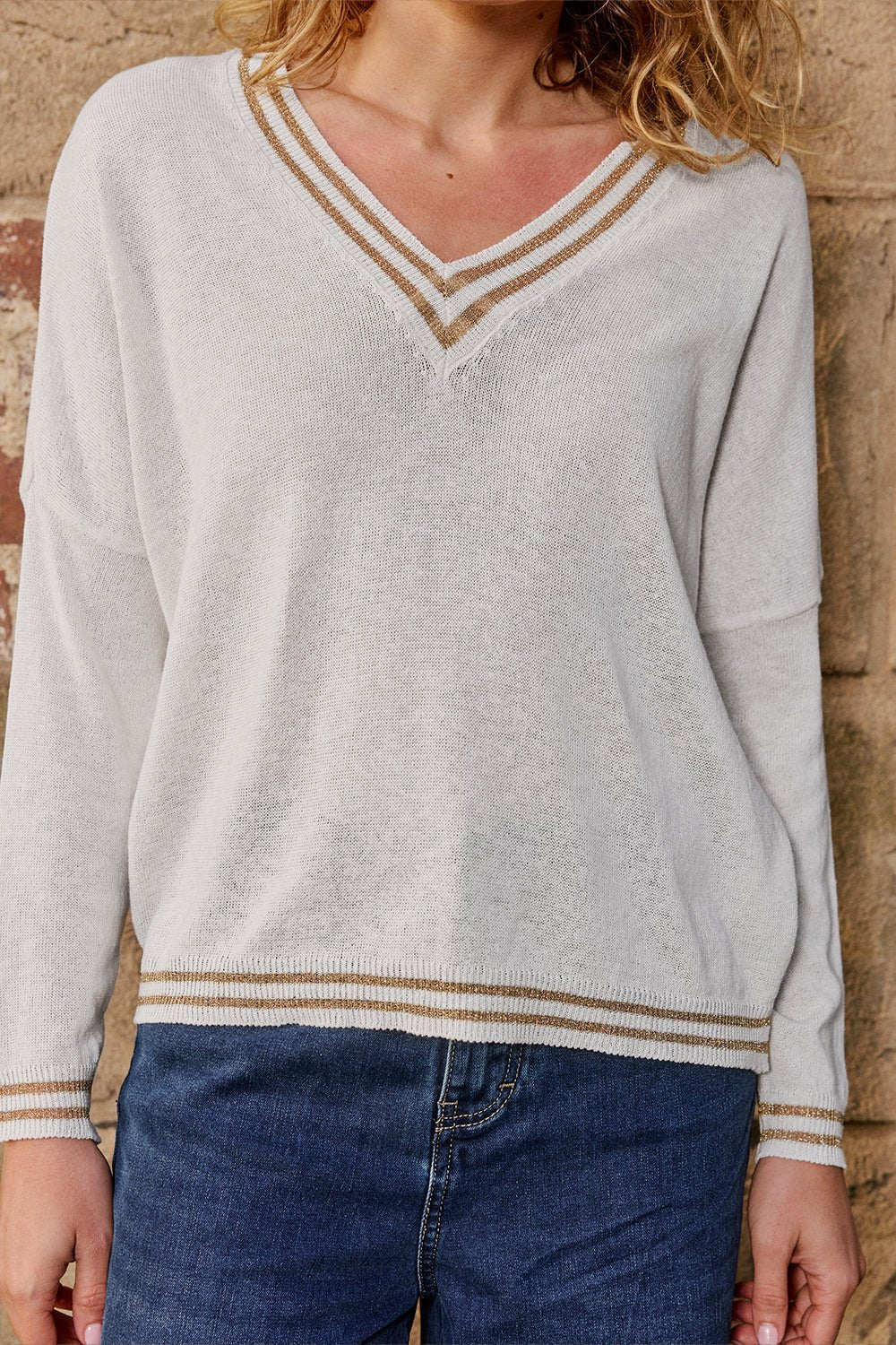 Lurex College Knit - Perla - Light Grey Italian Star