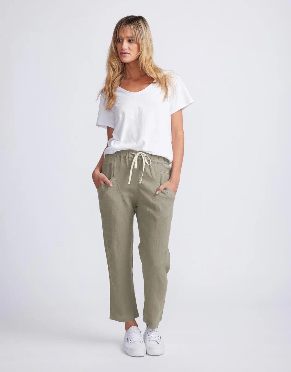 Luxe Linen Pants - Khaki pant Little Lies