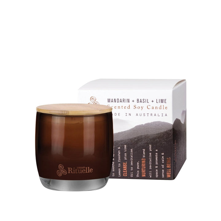 Mandarin, Basil &amp; Lime Scented Soy Candle | 140gm Candle Urban Rituelle