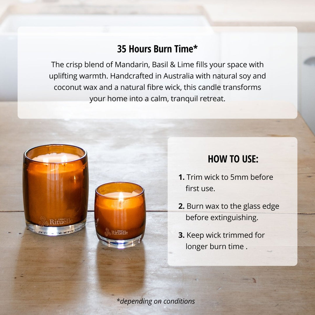 Mandarin, Basil &amp; Lime Scented Soy Candle | 140gm Candle Urban Rituelle