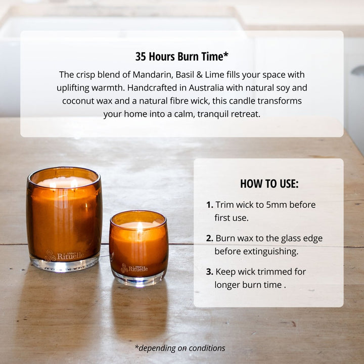 Mandarin, Basil &amp; Lime Scented Soy Candle | 140gm Candle Urban Rituelle