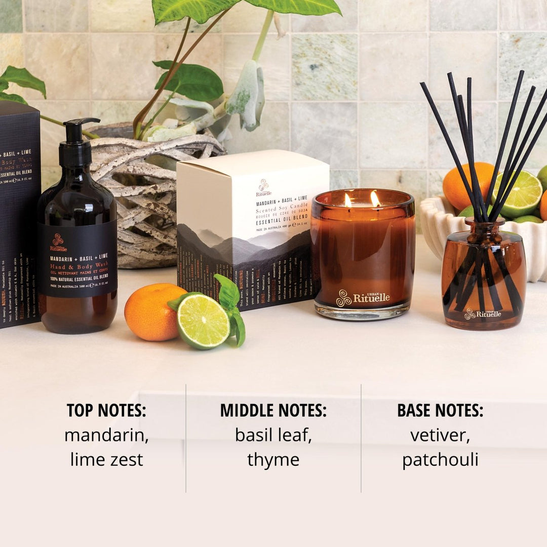 Mandarin, Basil &amp; Lime Mini Fragrance Diffuser Set | 90ml Diffuser Urban Rituelle