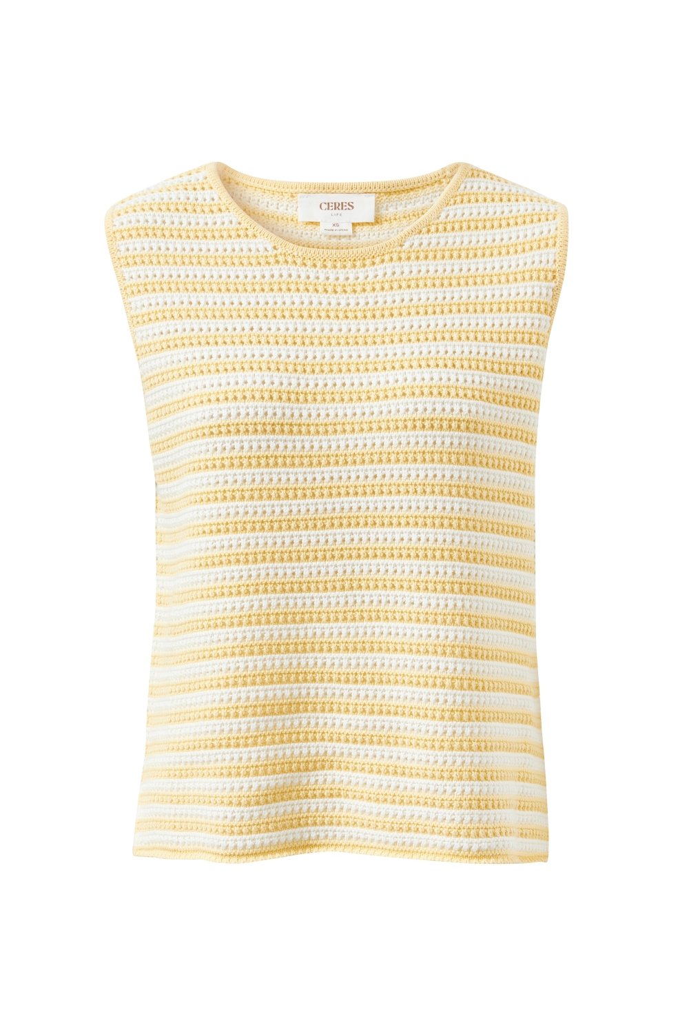 Margot Mesh Knit Tank - Butter Milk Fine Stripe tank top Ceres Life