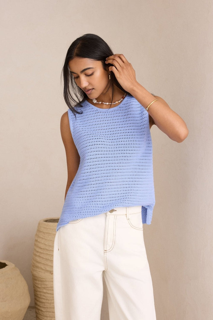 Margot Mesh Knit Tank - Sky Blue tank top Ceres Life