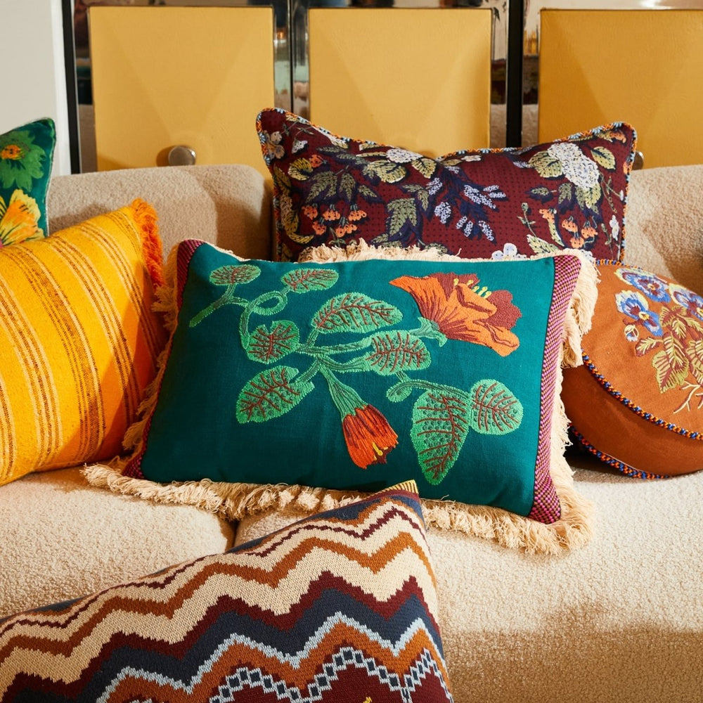 Maria Embroidered Cushion Sage & Clare
