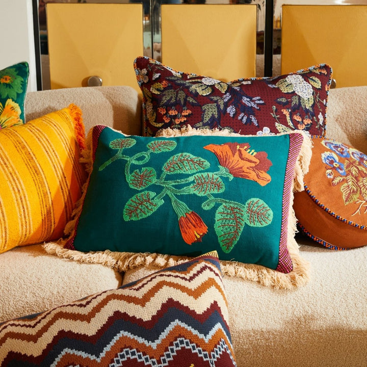 Maria Embroidered Cushion Sage &amp; Clare
