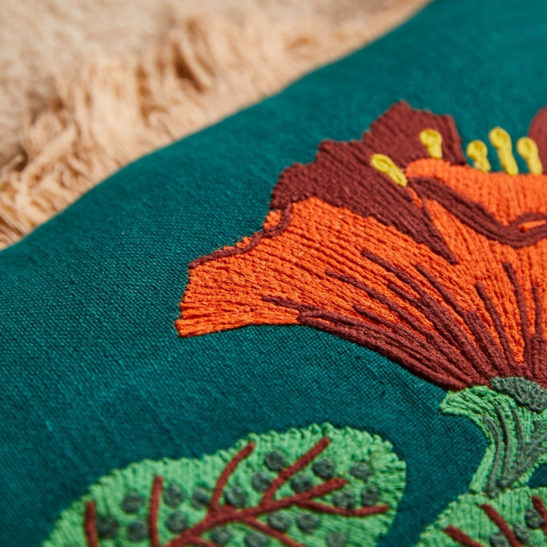 Maria Embroidered Cushion Sage &amp; Clare