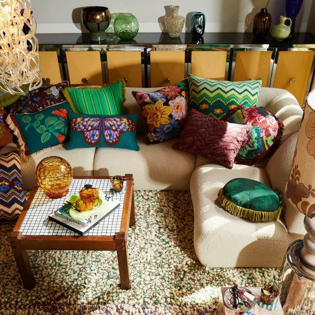 Maria Embroidered Cushion Sage &amp; Clare