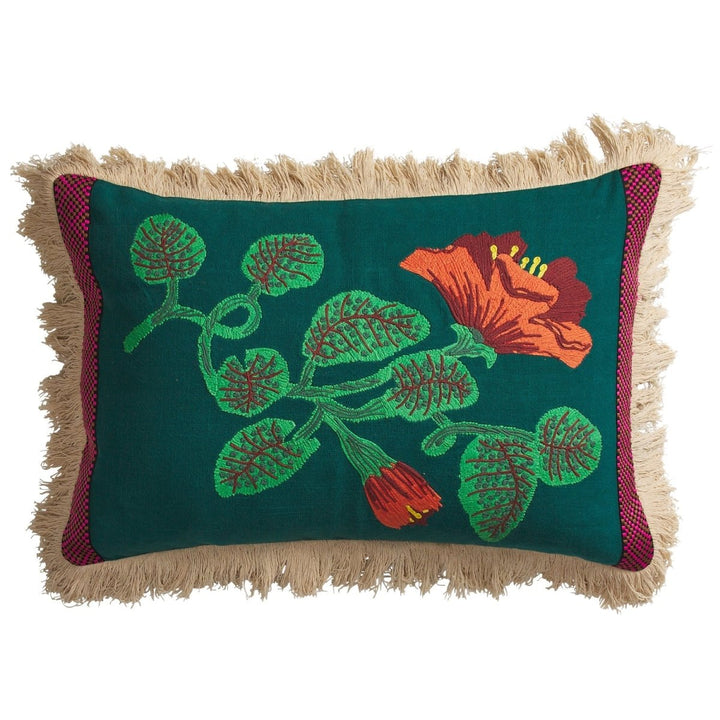 Maria Embroidered Cushion Sage &amp; Clare Feather Insert