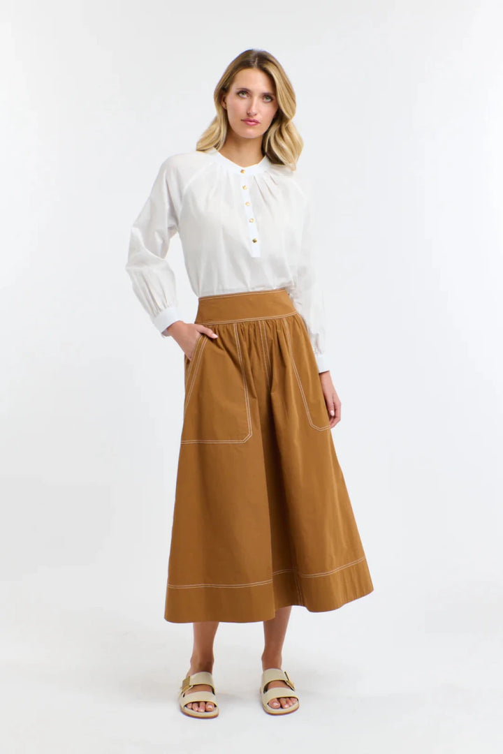 Marion Cotton Skirt - Butterscotch with Natural Stitching skirt 365 days