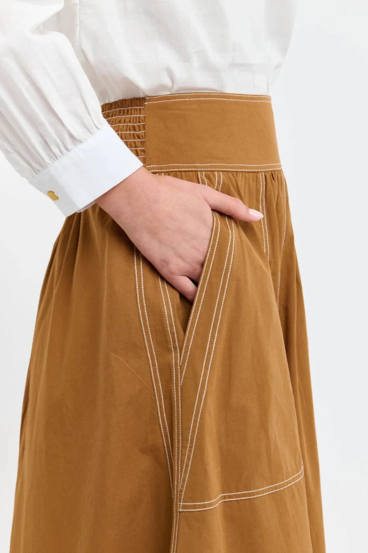 Marion Cotton Skirt - Butterscotch with Natural Stitching skirt 365 days
