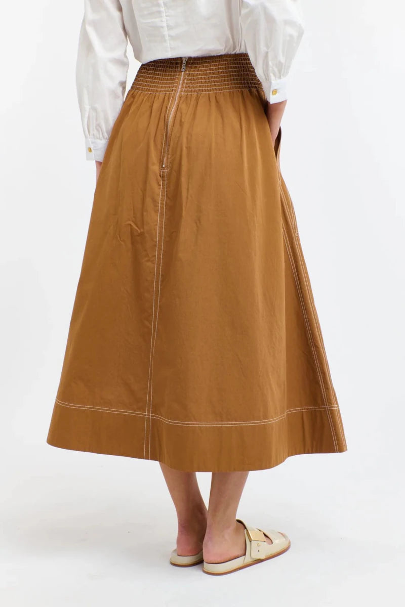 Marion Cotton Skirt - Butterscotch with Natural Stitching skirt 365 days