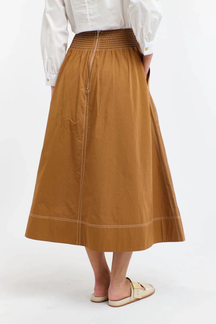Marion Cotton Skirt - Butterscotch with Natural Stitching skirt 365 days