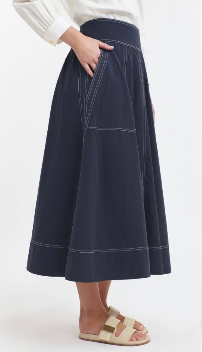 Marion Cotton Skirt - Navy with Natural Stitching 365 days