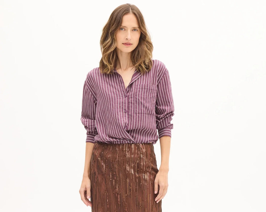 Marlon Stripe Shirt - Merlot shirt POL