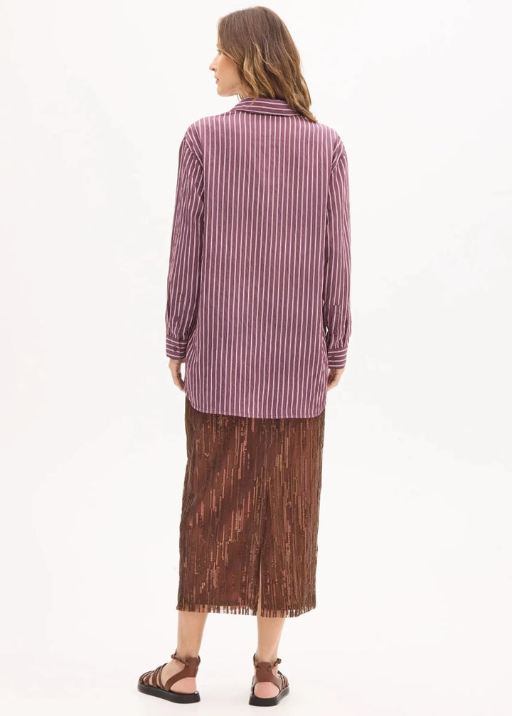 Marlon Stripe Shirt - Merlot shirt POL