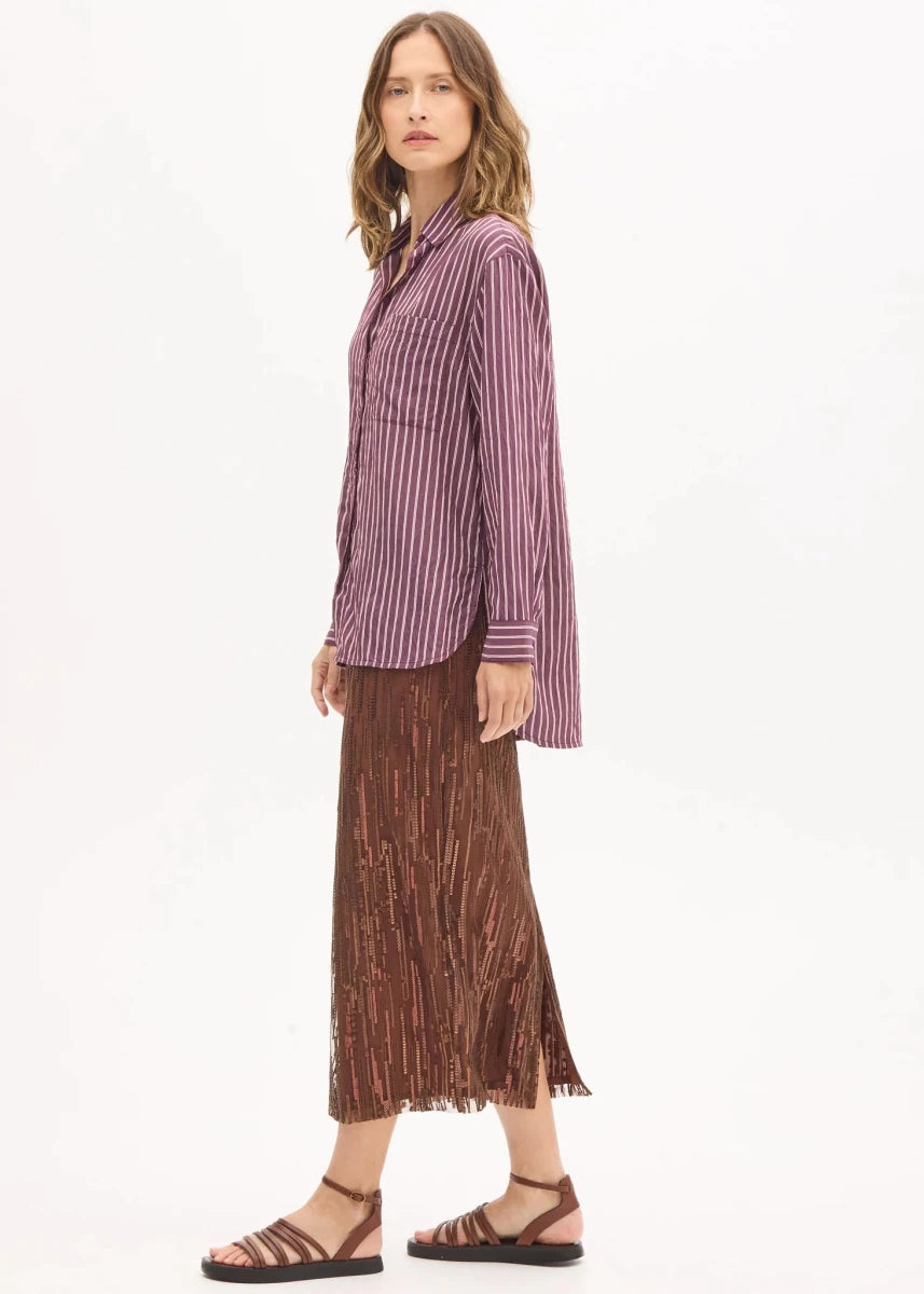 Marlon Stripe Shirt - Merlot shirt POL