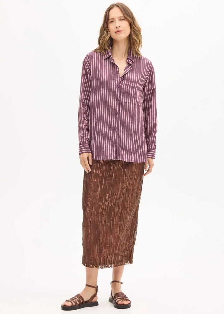 Marlon Stripe Shirt - Merlot shirt POL
