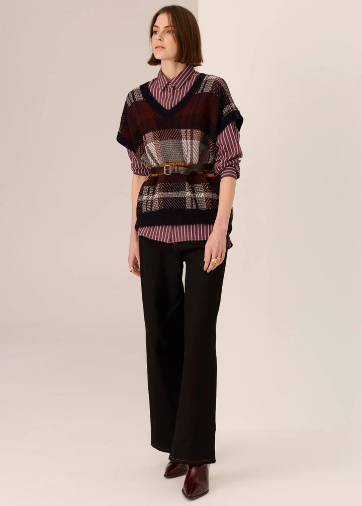 Marlon Stripe Shirt - Merlot shirt POL