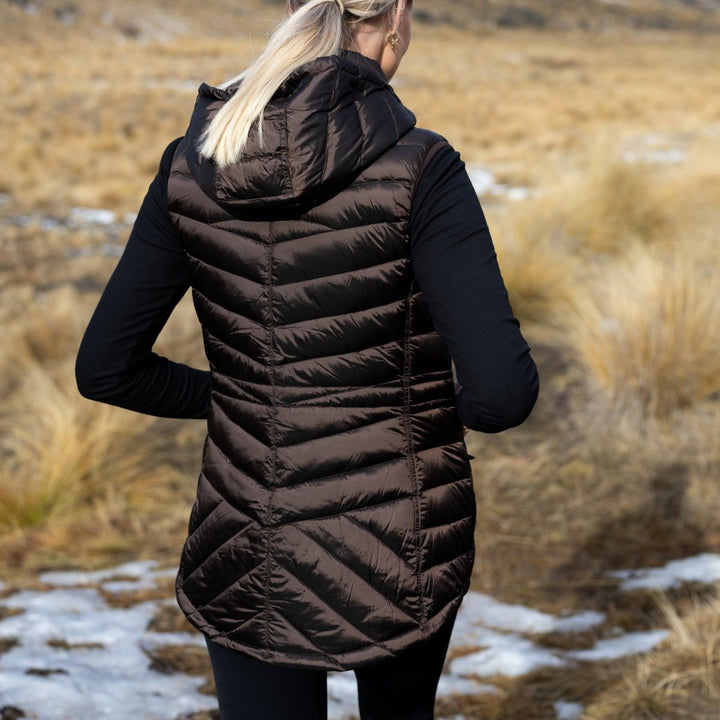 Mary-Claire 90/10 Packable Puffer Vest - Chocolate Coats &amp; Jackets Moke Apparel