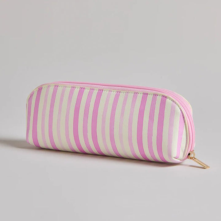 Medium Make Up Case- Pink Stripe Cosmetic &amp; Toiletry Bags Love Spell